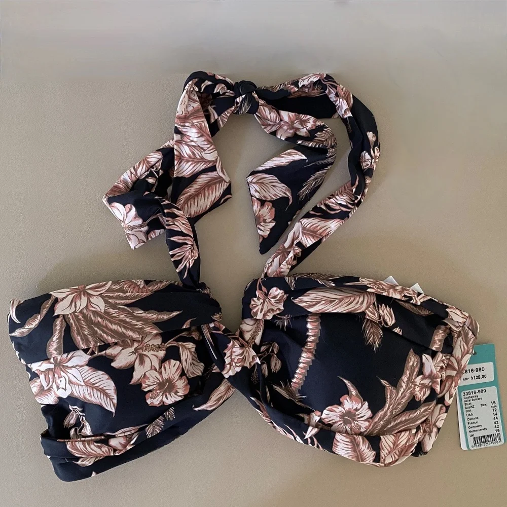 SEAFOLLY Castaway Halter Bikini Top US12 & medium sized US6 Twist-Band Hipster